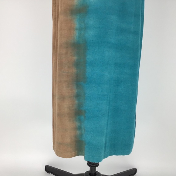 Laila Jayde Teal & Brown Slitted Maxi Skirt, Small - Picture 4 of 16